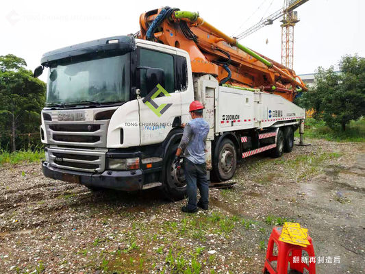 8×4 Kullanılmış Beton Pompası Kamyonu Scania Şasi Kullanılmış Beton Bom Pompası