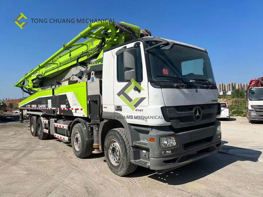 Zoomlion Yeniden Üretilmiş Kullanılmış Beton Kamyonu 56 Metre Kurulu Beton Pompası